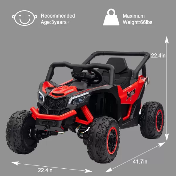 POSTACK 12 Volt Ride on Car with Remote Control Battery Powered Electric Vehicle for Boys Girls Off Road Ride on Toy for Kids to Drive Power 4 Wheels for Toddler with LED Lights Bluetooth PinkRed