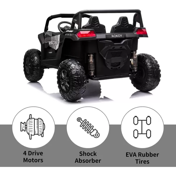 POSTACK 220lbs XXXL 24V Ride on Toy for Big Kids 2 Seater Battery Powered Electric Toy Car for Kids Ride On Car with Parent Remote Control 4WD Side by Side Ride on Power 4 Wheeler UTV Truck GreenBlack