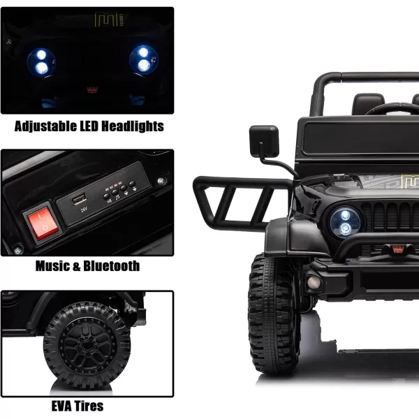 POSTACK 24 Volt Ride on Toys 4x4 Kids Ride on Car with Parental Remote Control Power 4 Wheels Electric Car for Kids to Drive 24V Kids UTV with Music Bluetooth for Boys Girls WhiteBlack