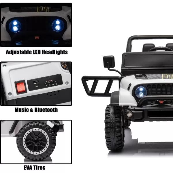 POSTACK 24 Volt Ride on Toys 4x4 Kids Ride on Car with Parental Remote Control Power 4 Wheels Electric Car for Kids to Drive 24V Kids UTV with Music Bluetooth for Boys Girls WhiteWhite