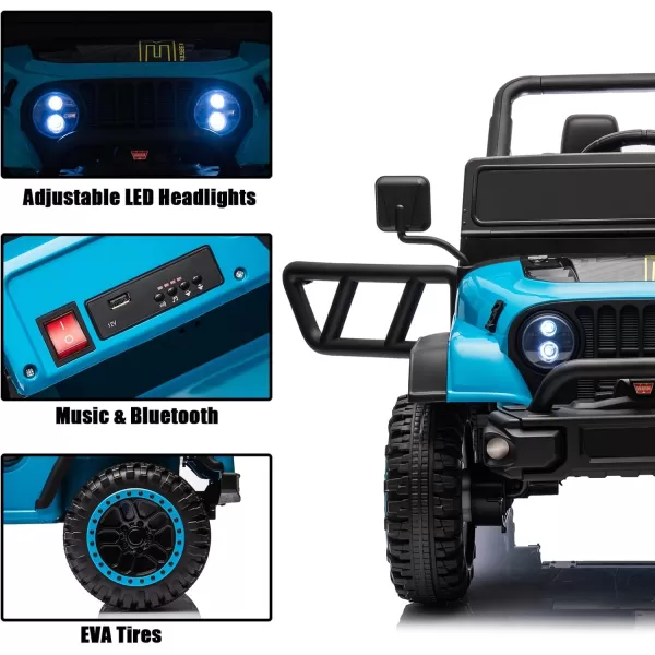 POSTACK 24 Volt Ride on Toys 4x4 Kids Ride on Car with Parental Remote Control Power 4 Wheels Electric Car for Kids to Drive 24V Kids UTV with Music Bluetooth for Boys Girls WhiteBlue