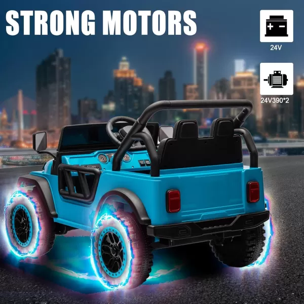 POSTACK 24 Volt Ride on Toys 4x4 Kids Ride on Car with Parental Remote Control Power 4 Wheels Electric Car for Kids to Drive 24V Kids UTV with Music Bluetooth for Boys Girls WhiteBlue