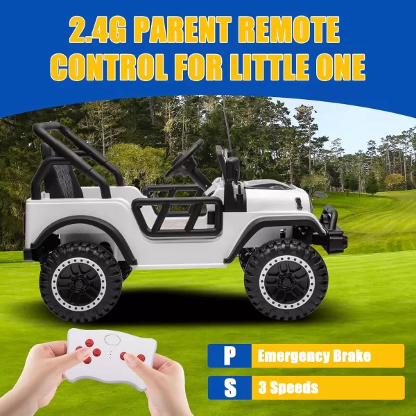 POSTACK 24 Volt Ride on Toys 4x4 Kids Ride on Car with Parental Remote Control Power 4 Wheels Electric Car for Kids to Drive 24V Kids UTV with Music Bluetooth for Boys Girls WhiteWhite