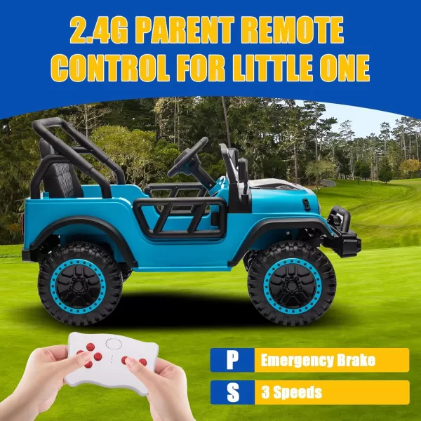 POSTACK 24 Volt Ride on Toys 4x4 Kids Ride on Car with Parental Remote Control Power 4 Wheels Electric Car for Kids to Drive 24V Kids UTV with Music Bluetooth for Boys Girls WhiteBlue