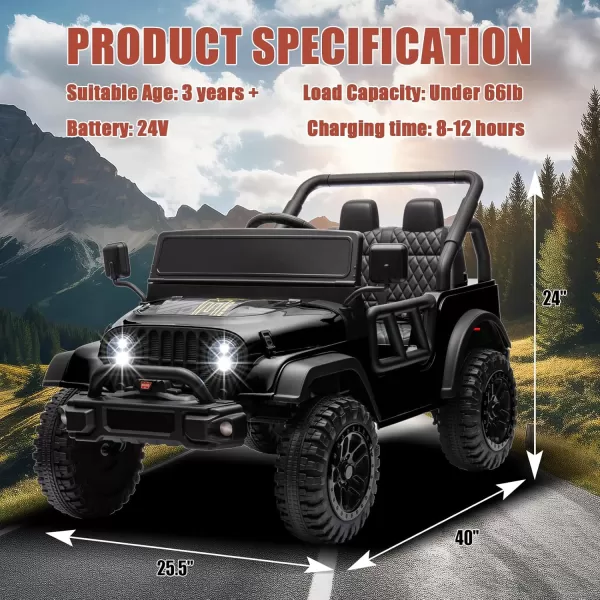 POSTACK 24 Volt Ride on Toys 4x4 Kids Ride on Car with Parental Remote Control Power 4 Wheels Electric Car for Kids to Drive 24V Kids UTV with Music Bluetooth for Boys Girls WhiteBlack