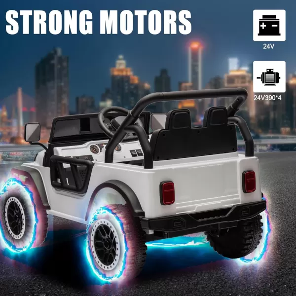 POSTACK 24 Volt Ride on Toys 4x4 Kids Ride on Car with Parental Remote Control Power 4 Wheels Electric Car for Kids to Drive 24V Kids UTV with Music Bluetooth for Boys Girls WhiteWhite