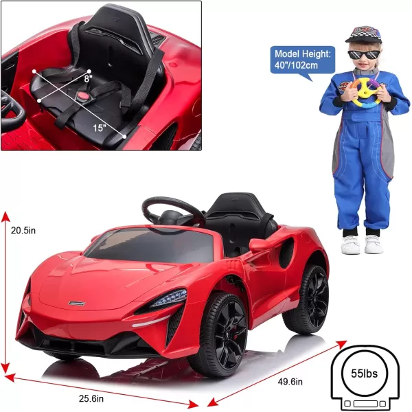 POSTACK 24V Kids Ride On Car Officially Licensed McLaren Electric Vehicle Sports Car with Parent Remote Control Battery Powered and 4 Wheels Children Toy Gifts for Girls and Boys Red