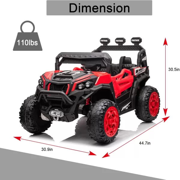 POSTACK 4X4 RideOn UTV Buggy 24V Ride On Toy Car w 24G Remote Control Electric Ride On OffRoad Truck Car with Spring Suspension for Kids Toddlers BlackRed