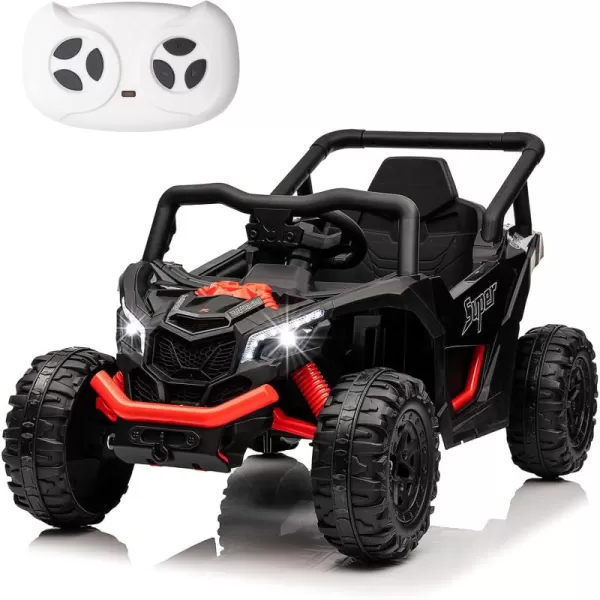 POSTACK 12 Volt Ride on Car with Remote Control Battery Powered Electric Vehicle for Boys Girls Off Road Ride on Toy for Kids to Drive Power 4 Wheels for Toddler with LED Lights Bluetooth Pink12vblack