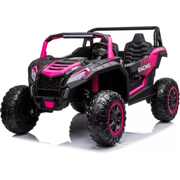 POSTACK 220lbs XXXL 24V Ride on Toy for Big Kids 2 Seater Battery Powered Electric Toy Car for Kids Ride On Car with Parent Remote Control 4WD Side by Side Ride on Power 4 Wheeler UTV Truck GreenPink