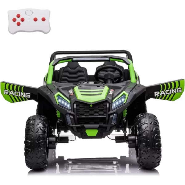 POSTACK 220lbs XXXL 24V Ride on Toy for Big Kids 2 Seater Battery Powered Electric Toy Car for Kids Ride On Car with Parent Remote Control 4WD Side by Side Ride on Power 4 Wheeler UTV Truck GreenGreen