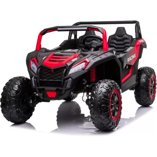 POSTACK 220lbs XXXL 24V Ride on Toy for Big Kids 2 Seater Battery Powered Electric Toy Car for Kids Ride On Car with Parent Remote Control 4WD Side by Side Ride on Power 4 Wheeler UTV Truck GreenRed