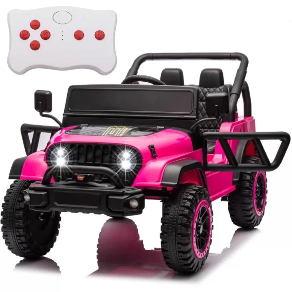 POSTACK 24 Volt Ride on Toys 4x4 Kids Ride on Car with Parental Remote Control Power 4 Wheels Electric Car for Kids to Drive 24V Kids UTV with Music Bluetooth for Boys Girls White24vpink