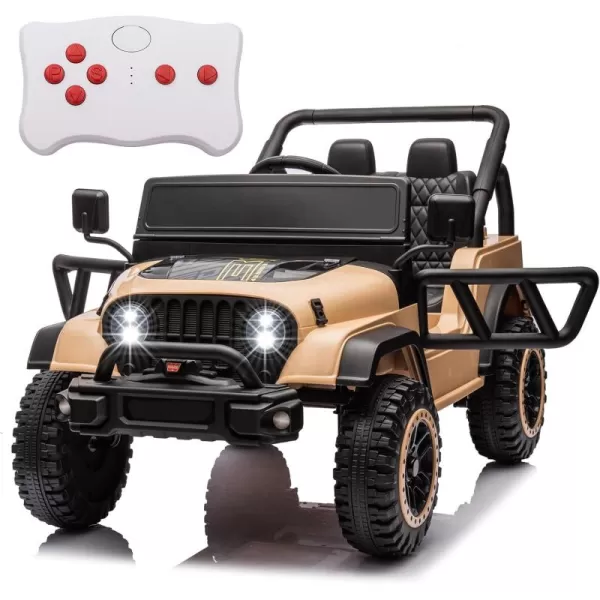 POSTACK 24 Volt Ride on Toys 4x4 Kids Ride on Car with Parental Remote Control Power 4 Wheels Electric Car for Kids to Drive 24V Kids UTV with Music Bluetooth for Boys Girls WhiteKhaki