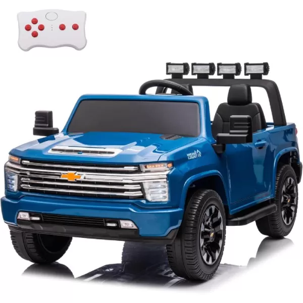 POSTACK 24V Ride On Toys 2 Seats Side by Side Kids Ride On Toy Car OffRoad Chevrolet Official License Kids UTV Kids Electric Truck with Remote Control Kids Ride On Truck Toy Gifts PinkBlue