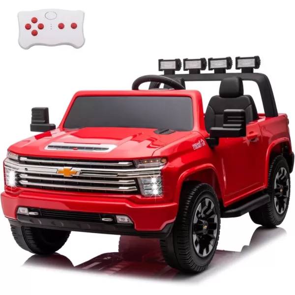 POSTACK 24V Ride On Toys 2 Seats Side by Side Kids Ride On Toy Car OffRoad Chevrolet Official License Kids UTV Kids Electric Truck with Remote Control Kids Ride On Truck Toy Gifts PinkRed