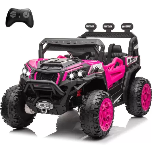 POSTACK 4X4 RideOn UTV Buggy 24V Ride On Toy Car w 24G Remote Control Electric Ride On OffRoad Truck Car with Spring Suspension for Kids Toddlers BlackPink