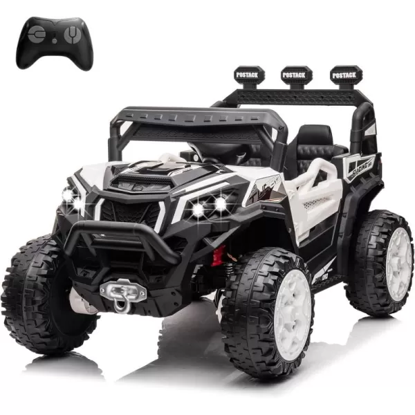 POSTACK 4X4 RideOn UTV Buggy 24V Ride On Toy Car w 24G Remote Control Electric Ride On OffRoad Truck Car with Spring Suspension for Kids Toddlers BlackWhite