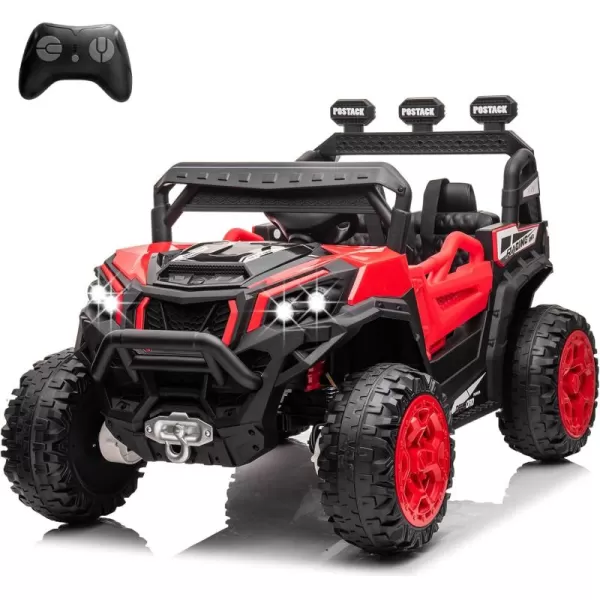 POSTACK 4X4 RideOn UTV Buggy 24V Ride On Toy Car w 24G Remote Control Electric Ride On OffRoad Truck Car with Spring Suspension for Kids Toddlers BlackRed