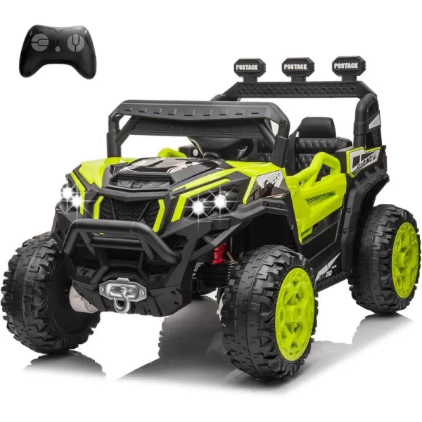 POSTACK 4X4 RideOn UTV Buggy 24V Ride On Toy Car w 24G Remote Control Electric Ride On OffRoad Truck Car with Spring Suspension for Kids Toddlers BlackGreen