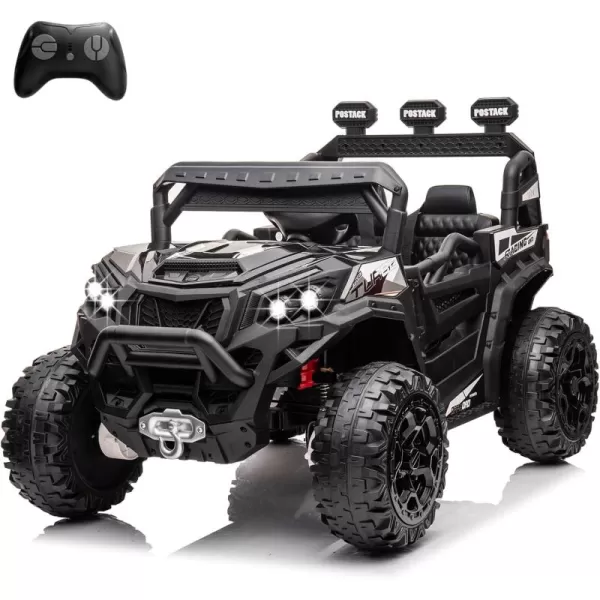 POSTACK 4X4 RideOn UTV Buggy 24V Ride On Toy Car w 24G Remote Control Electric Ride On OffRoad Truck Car with Spring Suspension for Kids Toddlers BlackBlack