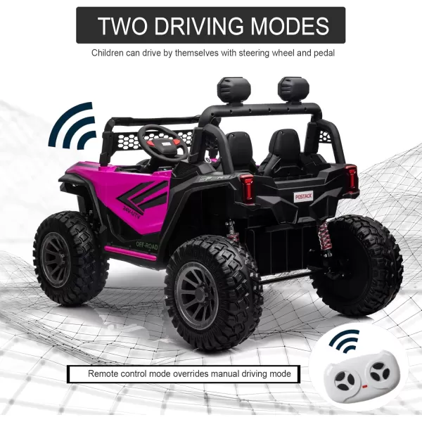 POSTACK Ride on Car 24V XXL EVA Rubber Tires Battery Powered Toy for Big Kids Side by Side 2 SeaterElectric Car with Remote Control for Boys and Girls BlackPink