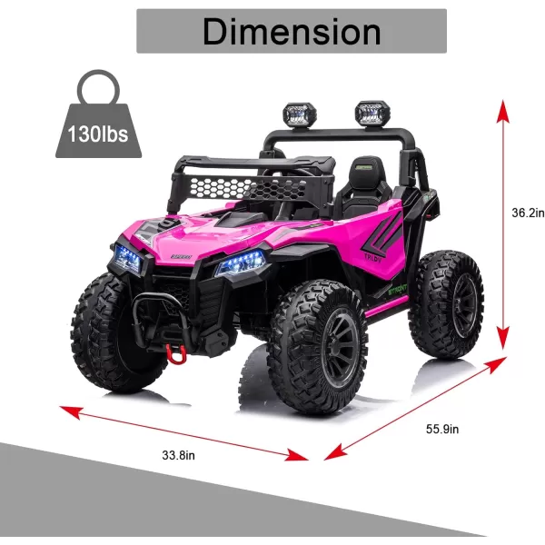 POSTACK Ride on Car 24V XXL EVA Rubber Tires Battery Powered Toy for Big Kids Side by Side 2 SeaterElectric Car with Remote Control for Boys and Girls BlackPink