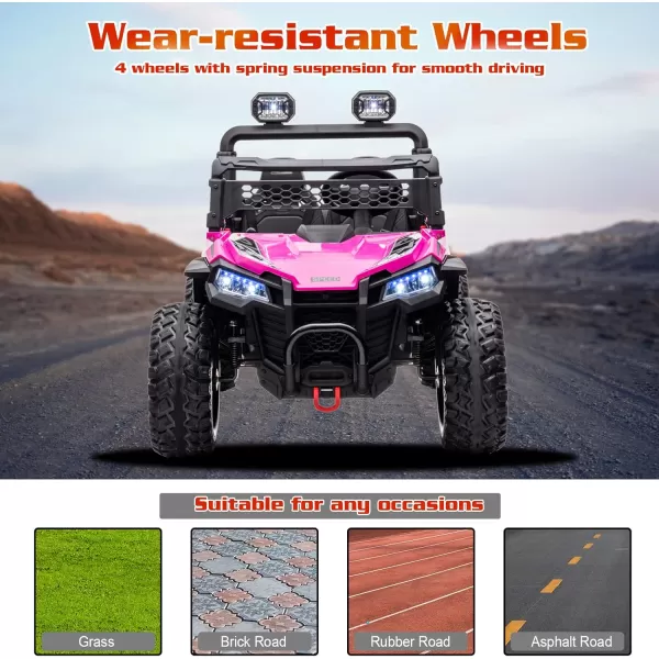 POSTACK Ride on Car 24V XXL EVA Rubber Tires Battery Powered Toy for Big Kids Side by Side 2 SeaterElectric Car with Remote Control for Boys and Girls BlackPink