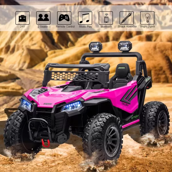 POSTACK Ride on Car 24V XXL EVA Rubber Tires Battery Powered Toy for Big Kids Side by Side 2 SeaterElectric Car with Remote Control for Boys and Girls BlackPink