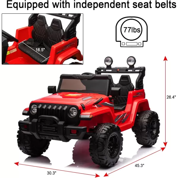 POSTACK 24V Kids Ride on Car with Remote Control Power 4 Wheels Electric Car for Kids Ride on Truck for Boys Girls Big Kids Ride on Toy Car to Drive with Music Bluetooth BlackRed