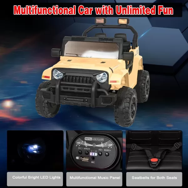 imagePOSTACK 12V Ride On Car with Parent Remote Control 4 Wheeler Battery Powered Kids UTV with Music Power Ride on Truck for Boys Girls 1 Seater Toddler Ride on Toy with LED Lights Bluetooth RedKhaki