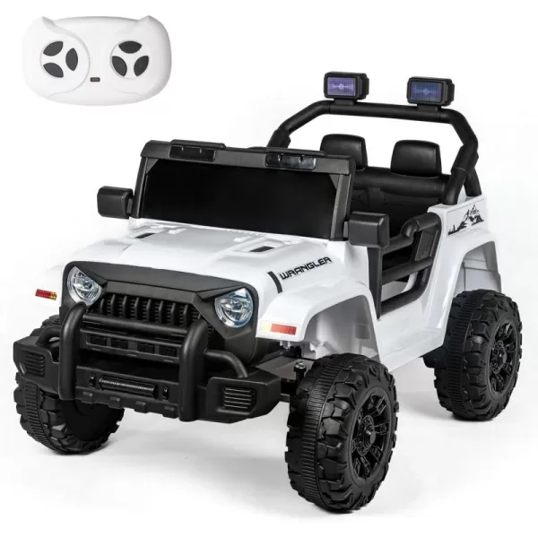 imagePOSTACK 12V Ride On Car with Parent Remote Control 4 Wheeler Battery Powered Kids UTV with Music Power Ride on Truck for Boys Girls 1 Seater Toddler Ride on Toy with LED Lights Bluetooth RedWhite