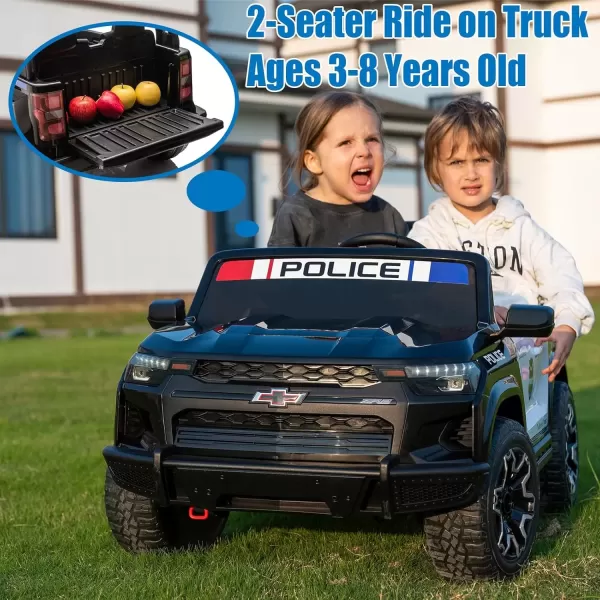 imagePOSTACK 24 Volt Ride on Toy with Parental Remote 4WD Battery Powered Electric Power 4 Wheels for Toddlers Kids Ride on UTV Truck Kids Cars to Drive with Bluetooth LED Lights PinkPolice Version Black