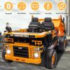 imagePOSTACK XL 24V Ride on Dump Truck Toy Ride on Construction Vehicles wElectric Dump Bed 4WD Kids Electric Car with Remote Control and Shovel 4x70W Powerful Motors YellowYellow