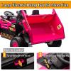 imagePOSTACK XL 24V Ride on Dump Truck Toy Ride on Construction Vehicles wElectric Dump Bed 4WD Kids Electric Car with Remote Control and Shovel 4x70W Powerful Motors YellowPink