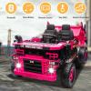 imagePOSTACK XL 24V Ride on Dump Truck Toy Ride on Construction Vehicles wElectric Dump Bed 4WD Kids Electric Car with Remote Control and Shovel 4x70W Powerful Motors YellowPink