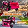 imagePOSTACK XL 24V Ride on Dump Truck Toy Ride on Construction Vehicles wElectric Dump Bed 4WD Kids Electric Car with Remote Control and Shovel 4x70W Powerful Motors YellowPink