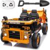 imagePOSTACK XL 24V Ride on Dump Truck Toy Ride on Construction Vehicles wElectric Dump Bed 4WD Kids Electric Car with Remote Control and Shovel 4x70W Powerful Motors YellowYellow