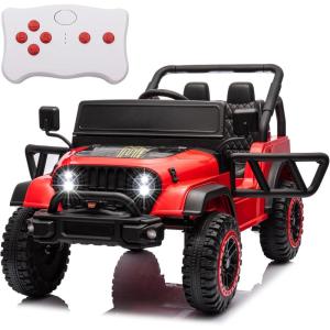 imagePOSTACK 24V Ride On Car with Remote Control 1 Seater 4WD Battery Powered Ride On UTV Toys for Toddlers Boys Girls Off Road Electric Vehicle to Drive wBluetooth LED Lights EVA Wheels Pink24v Red