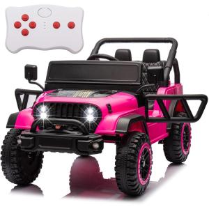 imagePOSTACK 24V Ride On Car with Remote Control 1 Seater 4WD Battery Powered Ride On UTV Toys for Toddlers Boys Girls Off Road Electric Vehicle to Drive wBluetooth LED Lights EVA Wheels Pink24v Pink