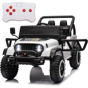 imagePOSTACK 24V Ride On Car with Remote Control 1 Seater 4WD Battery Powered Ride On UTV Toys for Toddlers Boys Girls Off Road Electric Vehicle to Drive wBluetooth LED Lights EVA Wheels Pink24v White