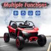 imagePOSTACK 24V 7Ah 2 Seater Ride on Car with Remote Control for Boys Girls Four Wheeler Side by Side UTV wEVA Tires 4WD2WD LED Lights 4x125W Motors BluetoothRedRed