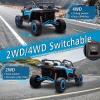 imagePOSTACK 24V 7Ah 2 Seater Ride on Car with Remote Control for Boys Girls Four Wheeler Side by Side UTV wEVA Tires 4WD2WD LED Lights 4x125W Motors BluetoothRedBlue