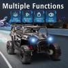 imagePOSTACK 24V 2 Seater Ride On Car with Remote Control 4WD Ride On Toys for Big Kids 4x4 Battery Powered Electric UTV for Boys Girls Off Road Truck with 3 Speeds Bluetooth PinkBlack