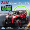 imagePOSTACK 24V 2 Seater Ride On Car with Remote Control 4WD Ride On Toys for Big Kids 4x4 Battery Powered Electric UTV for Boys Girls Off Road Truck with 3 Speeds Bluetooth PinkRed