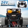 imagePOSTACK 24V 2 Seater Ride On Car with Remote Control 4WD Ride On Toys for Big Kids 4x4 Battery Powered Electric UTV for Boys Girls Off Road Truck with 3 Speeds Bluetooth PinkWhite
