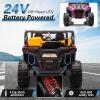 imagePOSTACK 24V 2 Seater Ride On Car with Remote Control 4WD Ride On Toys for Big Kids 4x4 Battery Powered Electric UTV for Boys Girls Off Road Truck with 3 Speeds Bluetooth PinkPink