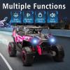 imagePOSTACK 24V 2 Seater Ride On Car with Remote Control 4WD Ride On Toys for Big Kids 4x4 Battery Powered Electric UTV for Boys Girls Off Road Truck with 3 Speeds Bluetooth PinkPink