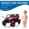 imagePOSTACK 24V 2 Seater Ride On Car with Remote Control 4WD Ride On Toys for Big Kids 4x4 Battery Powered Electric UTV for Boys Girls Off Road Truck with 3 Speeds Bluetooth PinkRed