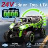 imagePOSTACK 24V 2 Seater Ride On Car with Remote Control 4WD Ride On Toys for Big Kids 4x4 Battery Powered Electric UTV for Boys Girls Off Road Truck with 3 Speeds Bluetooth PinkGreen